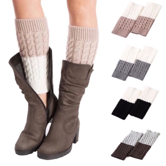 Cable Knit Reversible Leg Warmers Boot Cuffs - Picture 2 of 3